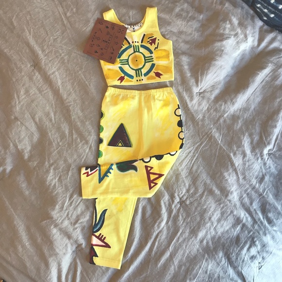 Vintage Other - Hand painted two piece native American symbol outfit